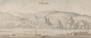Steiereck látványa a Dunán, 1636 körül (toll és barna tinta mosással, papíron) alkotó: Wenceslaus Hollar